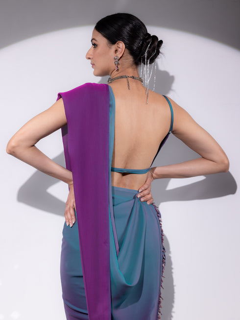 Rarity Ombre Butter Chiffon Saree with Lace & Blouse fabric