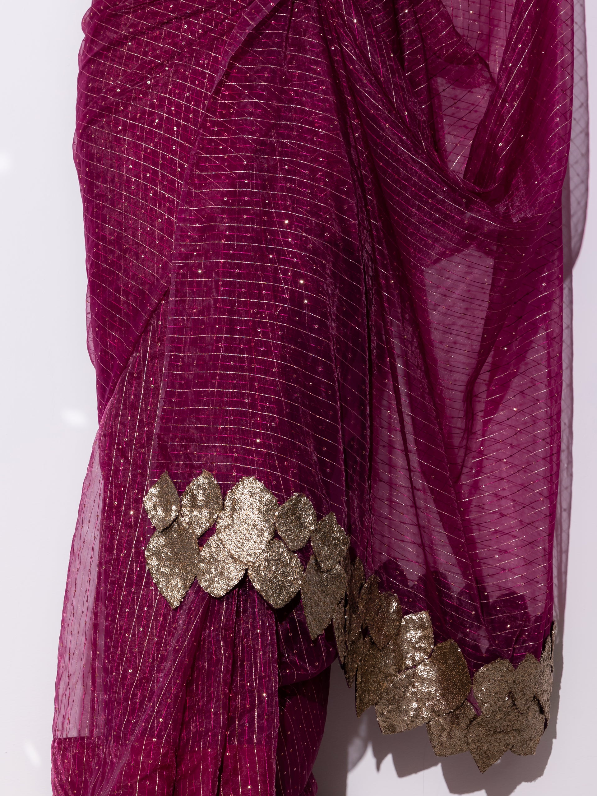 Falling leaves Sparkle Wine Saree