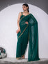 Rich Green Sequin Georgette Saree with Blouse fabric