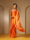 Orange Soft Chiffon Saree with Fuchsia Blouse Fabric