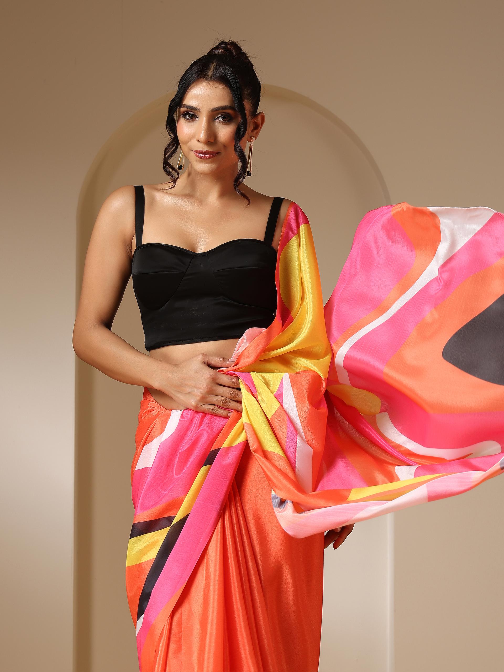 Bauhauz Printed Saree with Blouse Fabric