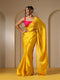 Yellow Soft Chiffon Saree with Fuchsia Blouse Fabric