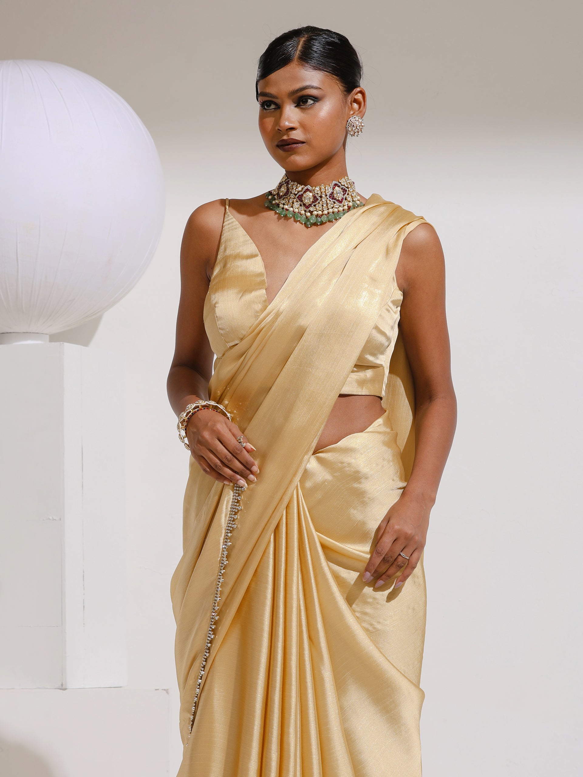 Pixie Dust saree with rainbow lace and self blouse fabric — view 4