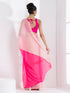 Sundown Blush & Pink Triangle Georgette Saree with Fuchsia Blouse Fabric
