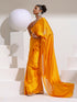 Yellow Shark Butter Chiffon Saree  with Beads and Embroidered Blouse Fabric