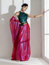 Pink with Blue Shine Organza Net Saree and Blue Black Sequin Blouse Fabric