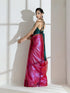 Pink with Blue Shine Organza Net Saree and Blue Black Sequin Blouse Fabric