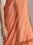 Saffron Peach Paisley Gold Design Chiffon Saree with Long Beaded Latkan