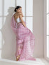 Rosy Lilac Pink Chiffon Saree with Rosegold Stripes