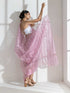 Rosy Lilac Pink Chiffon Saree with Rosegold Stripes