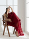 Rustic Maroon Soft Organza Saree with Beaded Gold Latkan with Self Blouse Fabric