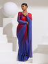 Red & Navy Chiffon Ombre Saree with Beads and Self-Blouse Fabric