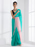 Ocean Breeze & Pink Pearl Triangle Georgette Saree with Black Posh Blouse Fabric