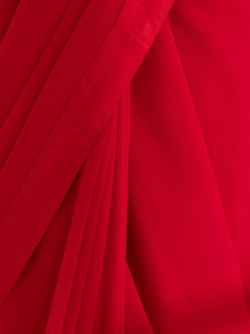Ferrari Red Georgette Saree with Red Posh Border & Blouse Fabric