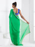 Irish Green Georgette Saree with Lace and Blue Posh Blouse Fabric