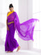 Purple Georgette Saree with Yellow Piping and Yellow Posh Blouse Fabric