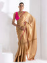 Hazel Beige Gold Chiffon Saree with Pink Edge Lace & Posh Blouse Fabric