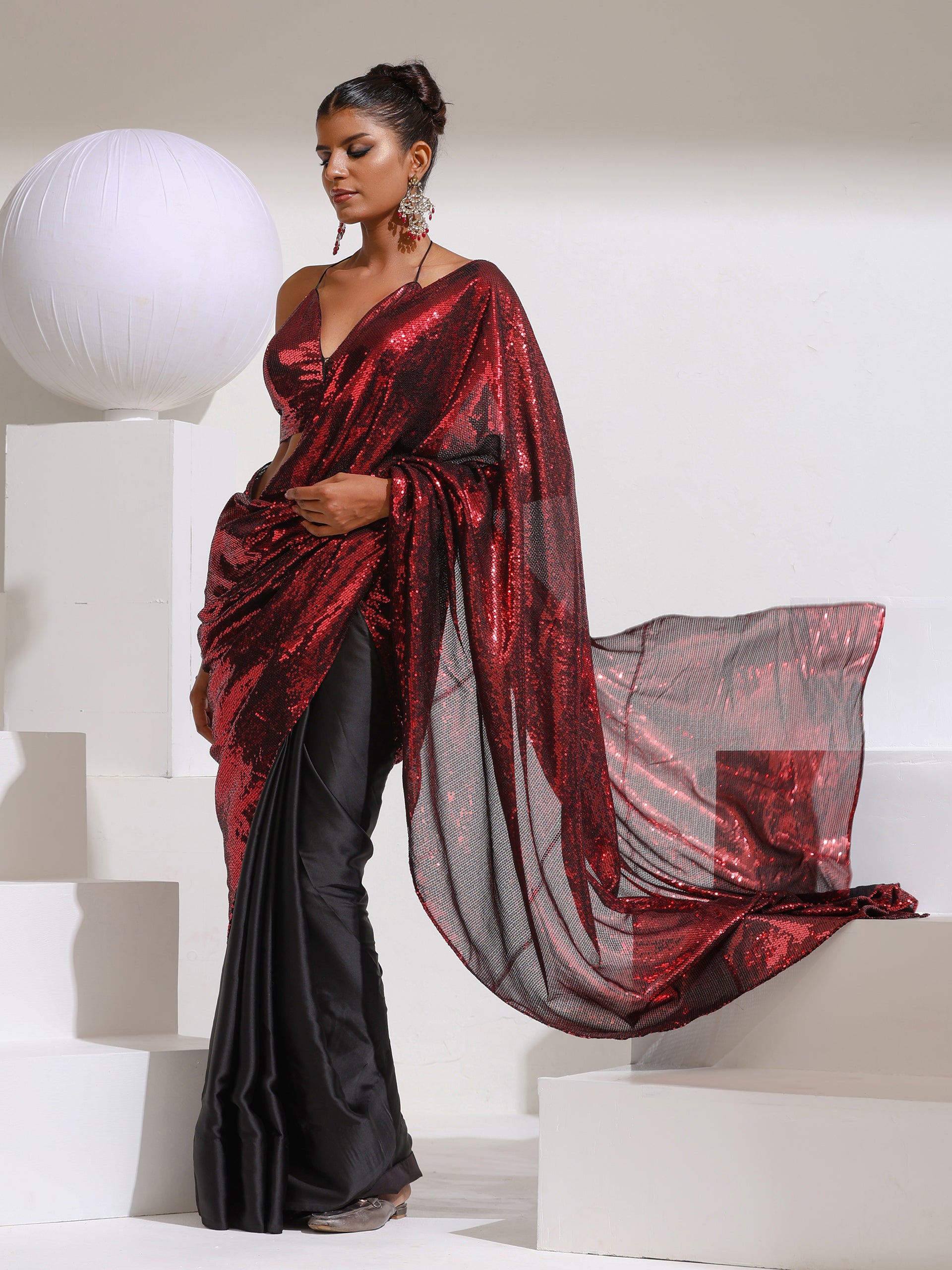 Rock His World Sequin Satin Saree