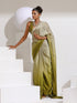 Forest Ombre Chiffon Saree With Rainbow beads and self Blouse
