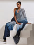 Star Command Blue Grey Ombre with Lace and Self blouse