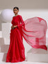 Barbie Pink Chiffon Saree with Beads and Self Blouse Fabric