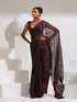 Maroon Peekabo Shimmer and Stripe with Plain Blouse