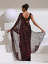 Maroon Peekabo Shimmer and Stripe with Plain Blouse