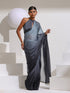 Black and Grey Ombre Chiffon Saree with Blouse Fabric