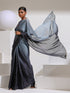 Black and Grey Ombre Chiffon Saree with Blouse Fabric