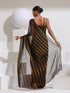 Henna Peekabo Shimmer and Stripe with Plain Blouse