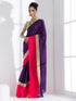 Amythst Chiffon Saree with Fuchsia Satin Border & Green Sequin Blouse Fabric