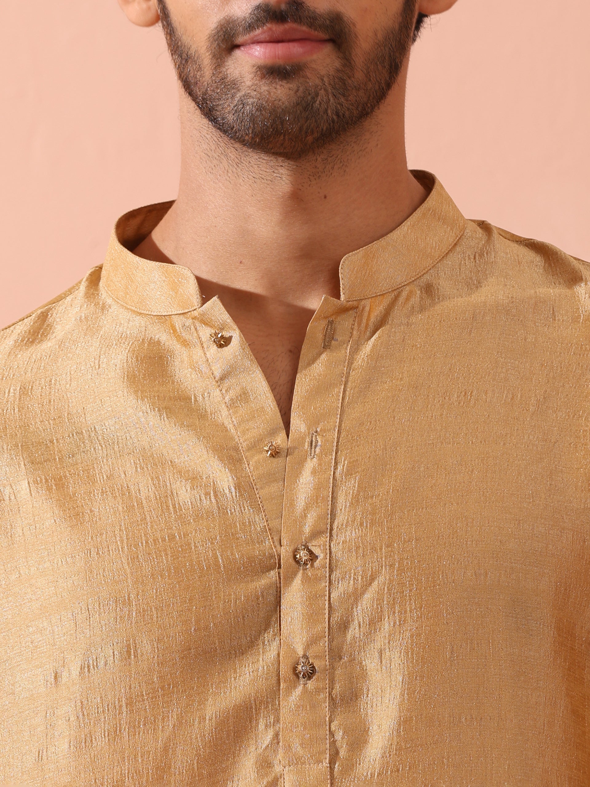 Comfort Gold Kurta with Star Buttons