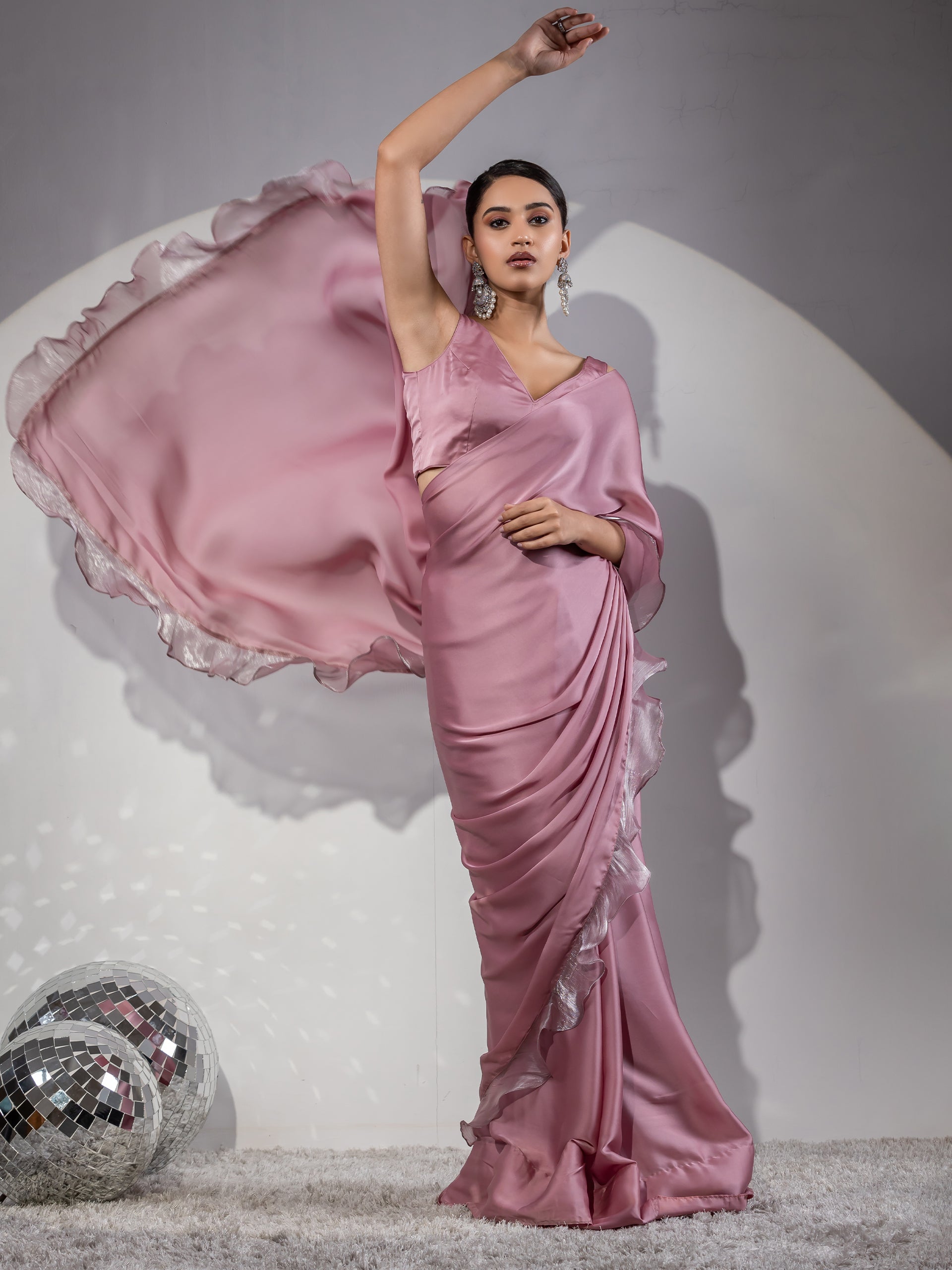 Rise Above Mauve-Pink Ruffle Saree