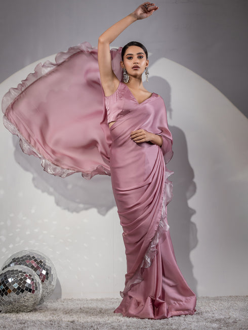 Rise Above Mauve-Pink Ruffle Saree