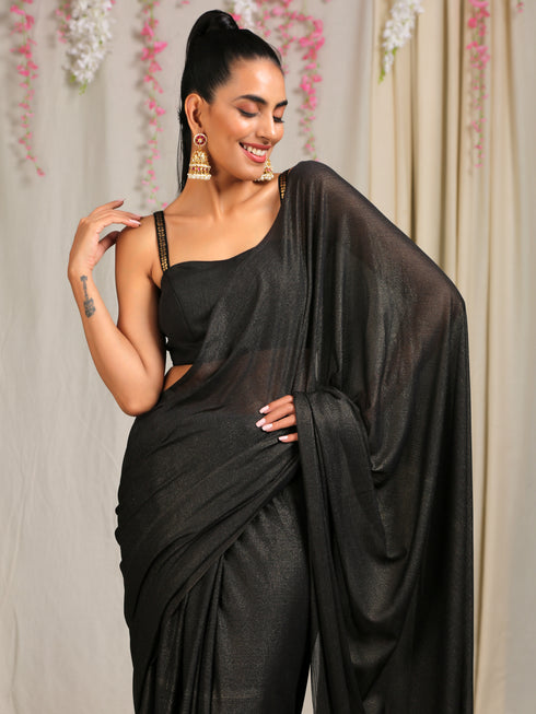 Buy Vvani by Vani Vats Black Georgette Embroidered Saree With Blouse Online  | Aza Fashions