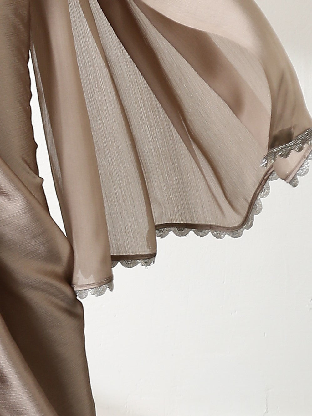 Burning Sand Butter Chiffon Saree with Embroidered Blouse Fabric
