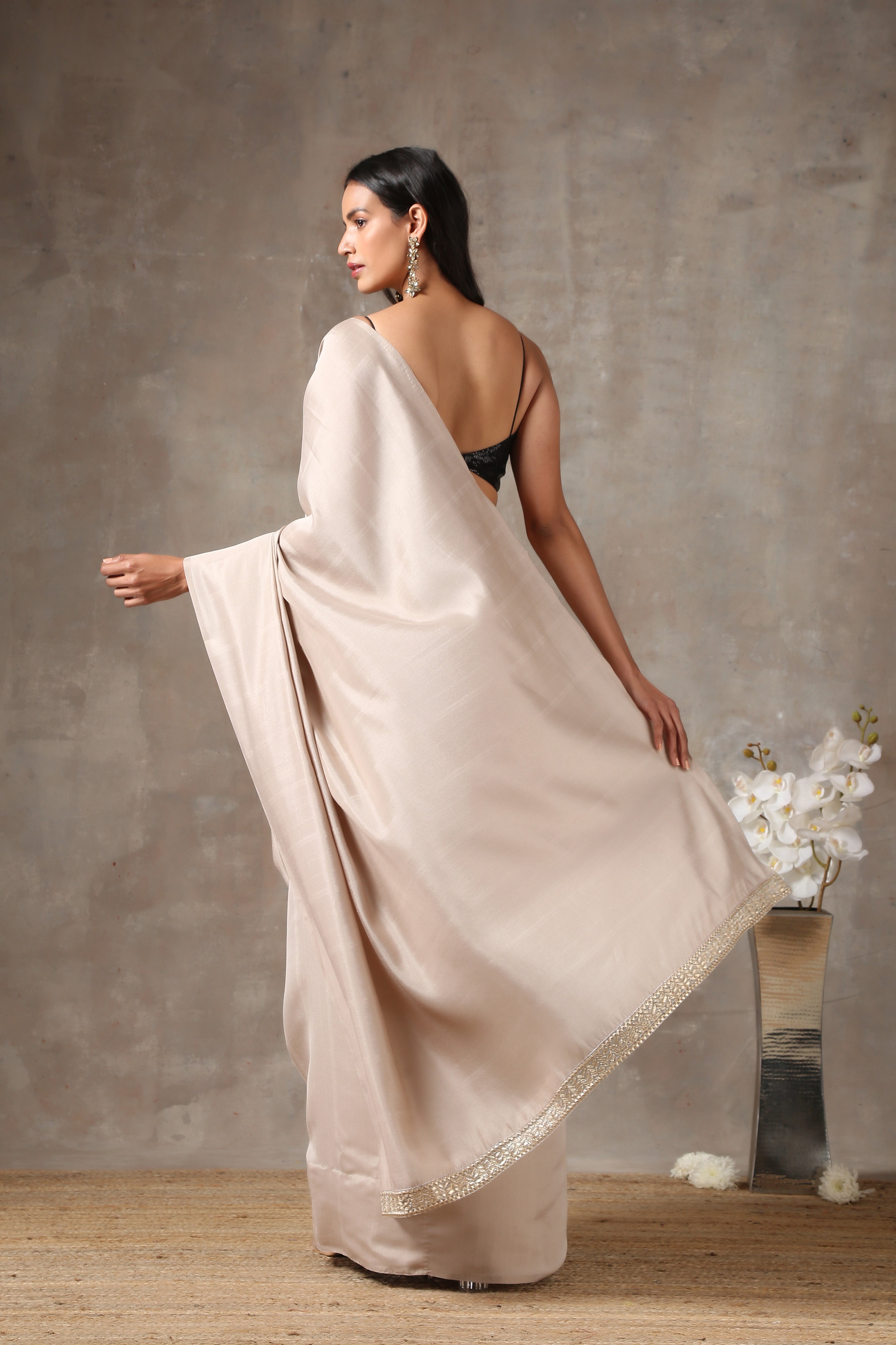 Urban chic saree with lace on edge — view 5