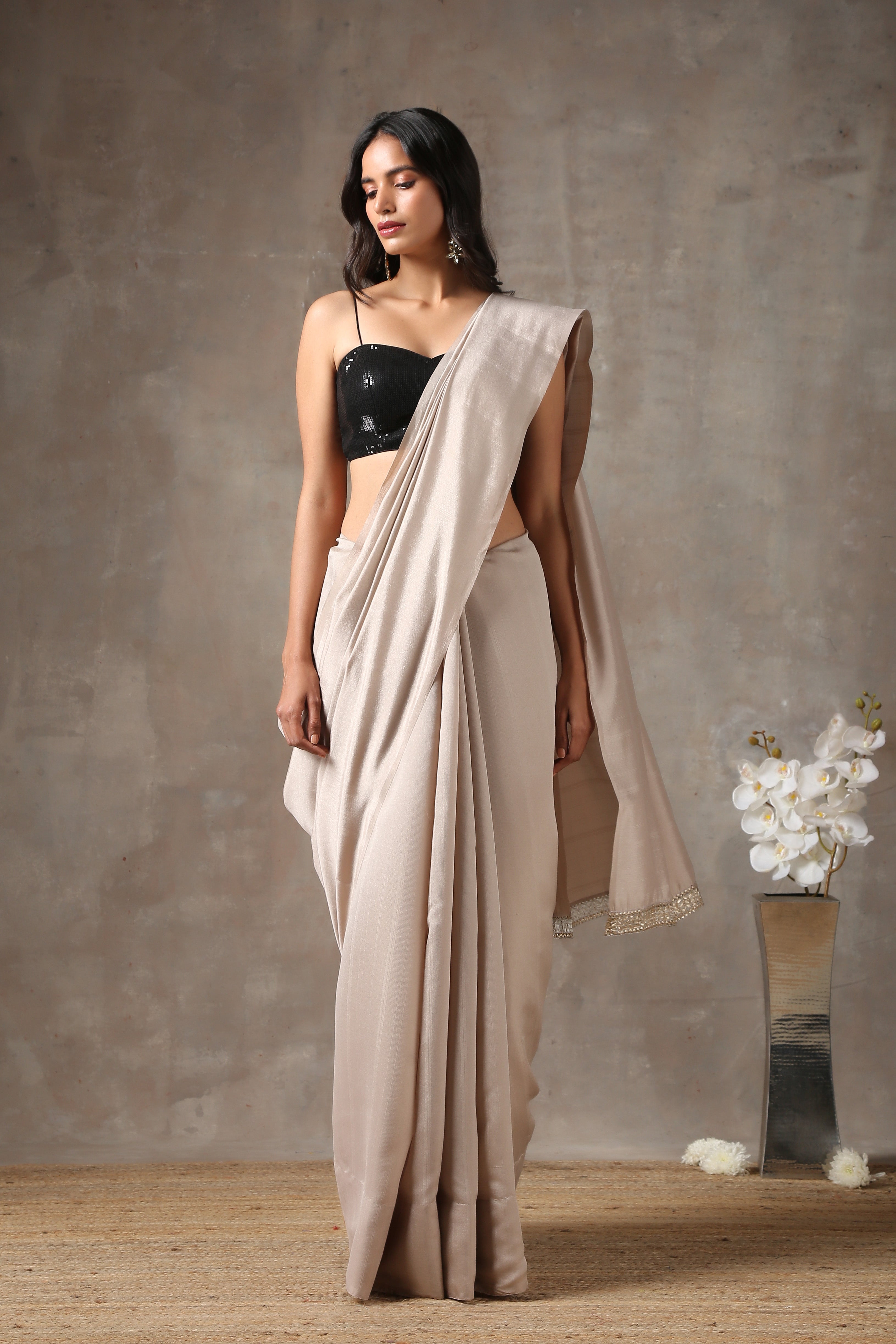 Urban chic saree with lace on edge — view 3