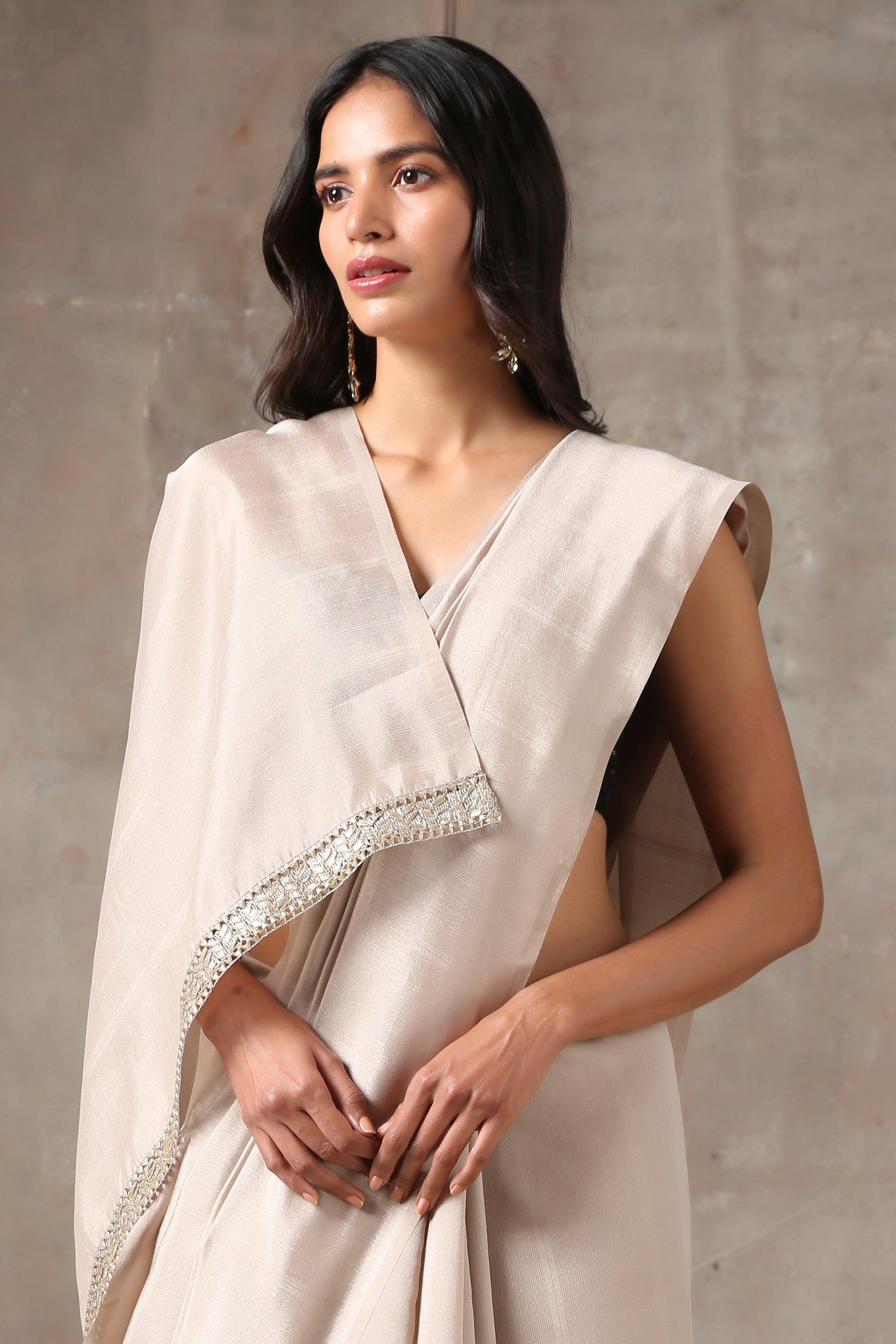 Urban chic saree with lace on edge — view 4
