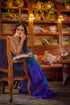 Sapphire Indigo Chanderi Saree With Blouse Fabric
