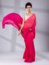 Spring Pink Ombre Saree with Pearl Lace and Blouse Fabric