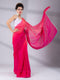 SET I Spring Pink Ombre Saree with Iridescent Sequin Square Neck Blouse - 2 Piece