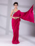 Pink Korean Saree with Mirror Lace & Blouse Fabric