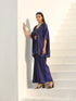 SET - Midnight & Bewildering Blue Sequin Godet Pant Style with cape + Blouse