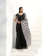 SET | BOLD Chevron & Black Satin Saree +Sequin Cap Sleeve Blouse