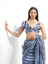 Blouse - Shades of Blue One Shoulder Sleeve Blouse