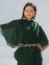 SET | Lush Green Shimmer Saree + Blouse + Belt
