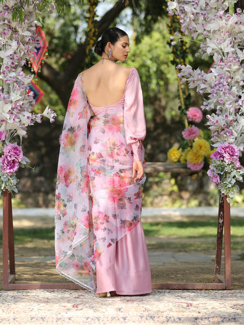 Floral Love Satin & Organza Saree
