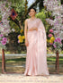 Pink Champagne Organza Saree with Lace