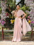 SET | Pink Champagne Saree With Blouse - 2 Piece